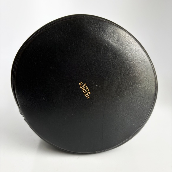 Hermes Mangeoire Bag Tote Black Box Calf Leather Feed Bucket Bag Vintage 60s - Picture 8 of 14